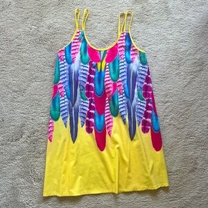 Yellow feather print dress